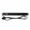 Cabinet 1U PDU 19" 10-Way 10A IEC Outlet incl On/Off Switch