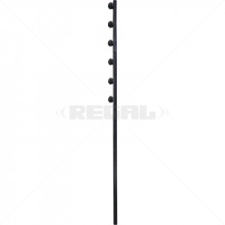 Fence Pole - 6Line Square Tube Straight Black